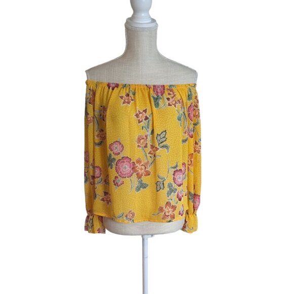 Forever 21 Yellow Floral Off the Shoulder Blouse - Picture 5 of 10